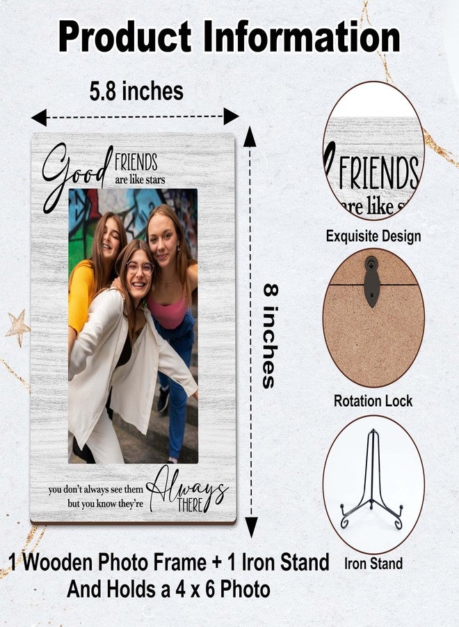 OXRUN Friends Picture Frame, Long Distance Friend Gifts, Friendship Wooden Photo Frame with Stand, Display Photo Insert, 4x6 Photo Frames for Tabletop Display - A12-2 - Image 2